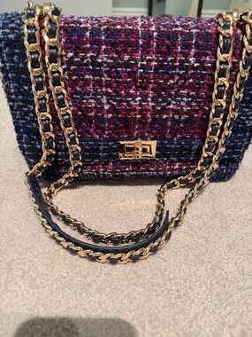 White House Black Market Multicolor Tweed Chain-Handle Shoulder Bag